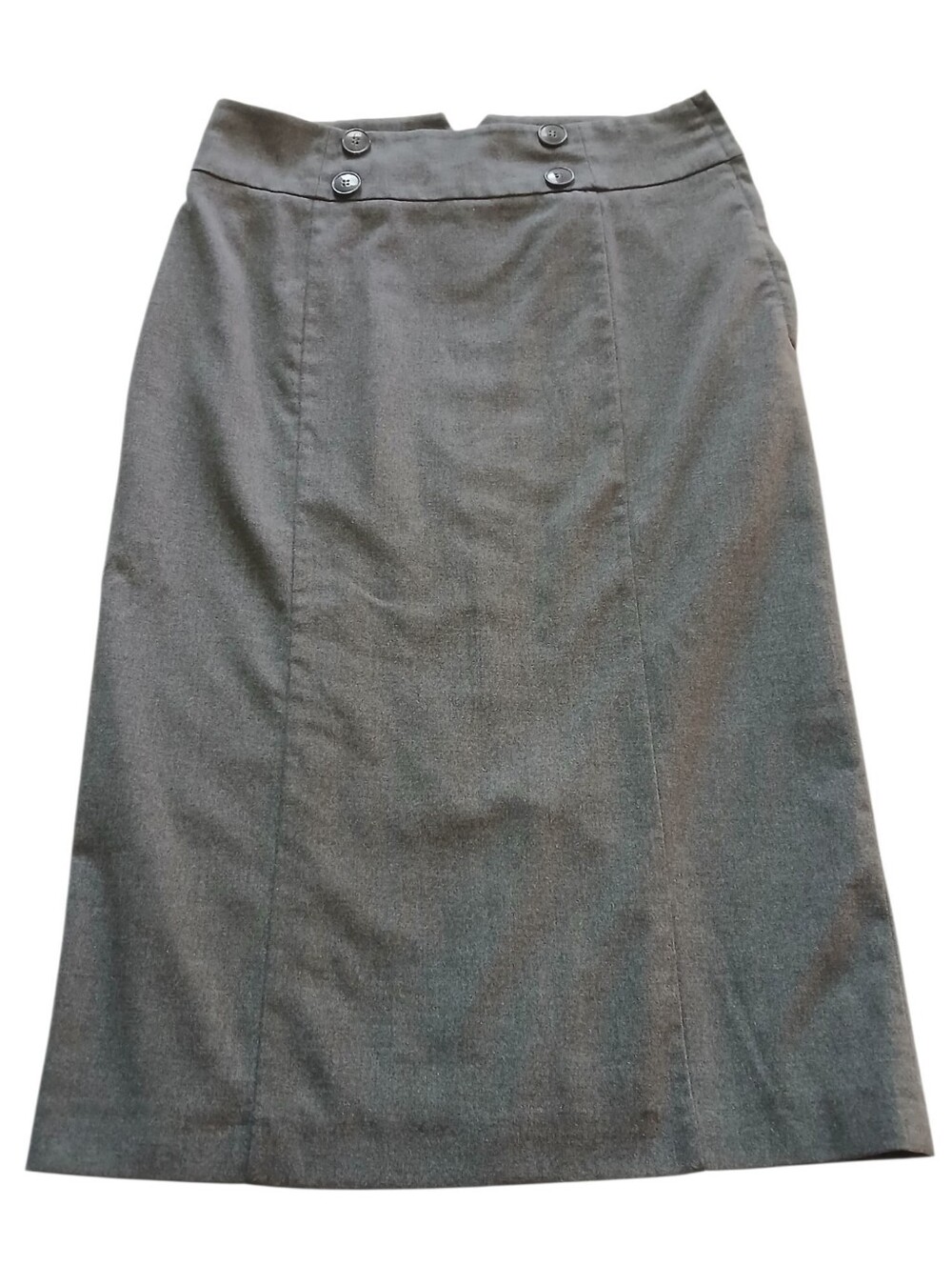 EUC H&M Women's, Size 12, Gray Pencil Skirt with Buttoned Waist